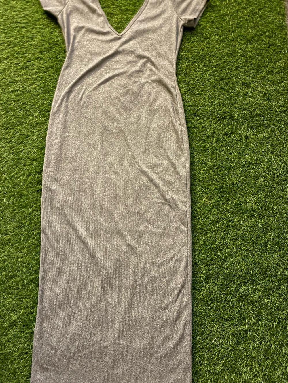 Grey V-Neck Maxi Dress
